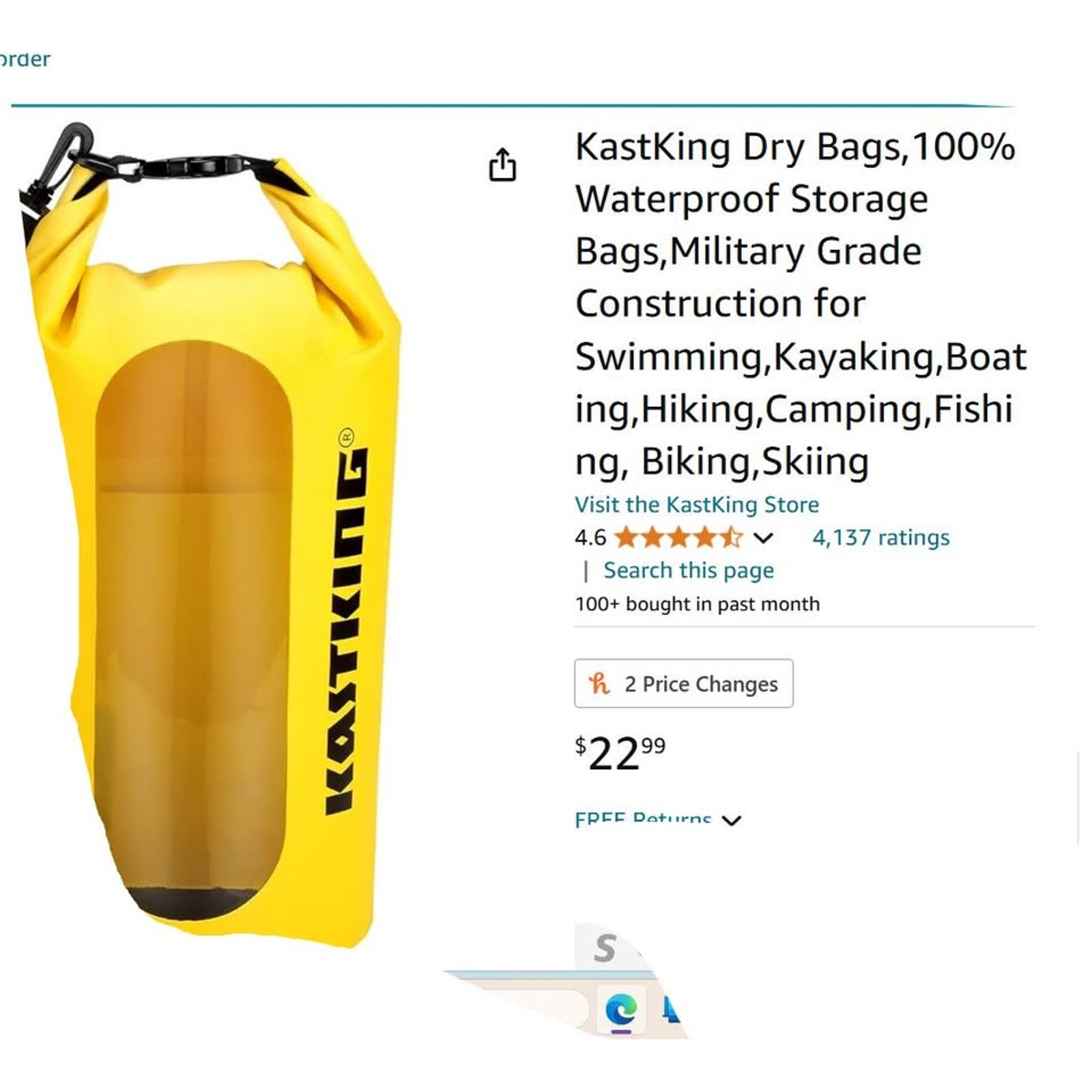 Dry Bag 30l Capacity! Waterproof, Perfect For Watersports, Camping